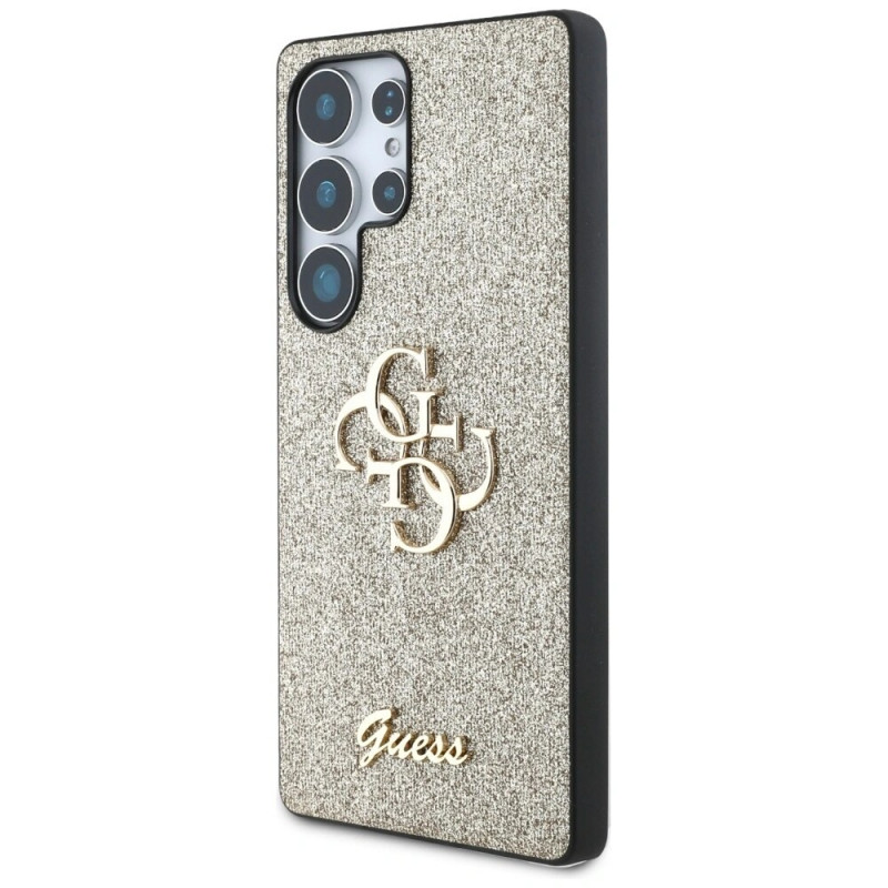 Guess Fixed Glitter Big 4G Metal Logo hardcase voor Samsung Galaxy S25 Ultra, goud