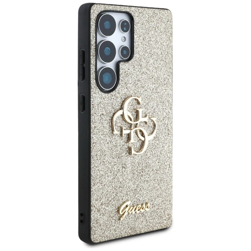 Guess Fixed Glitter Big 4G Metal Logo hardcase voor Samsung Galaxy S25 Ultra, goud