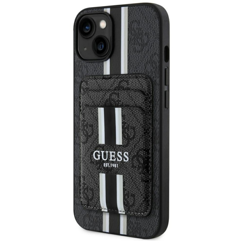 Guess 4G Stripes MagSafe Wallet Case voor Apple iPhone 15, zwart
