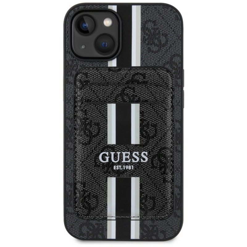 Guess 4G Stripes MagSafe Wallet Case voor Apple iPhone 15, zwart
