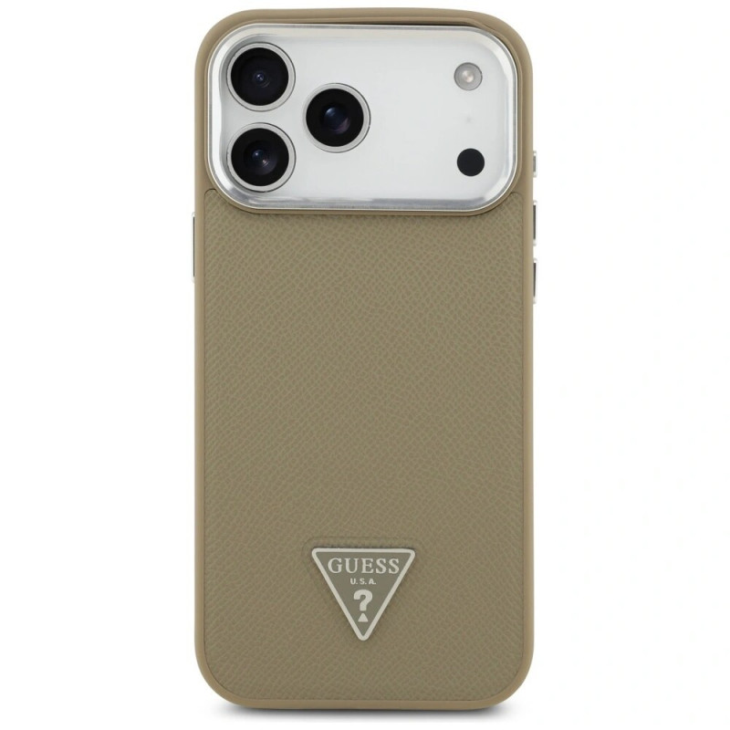 Guess Grained Triangle Logo MagSafe hard case voor Apple iPhone 17 Pro Max, bruin