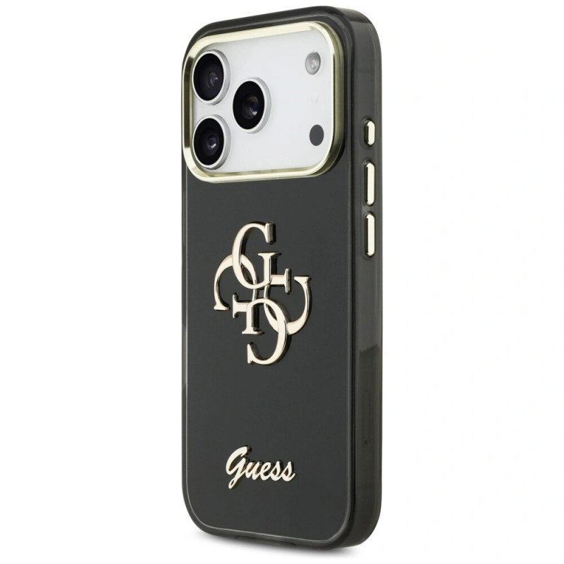 Guess GUE5344 IML 4G Script Metal hardcase voor Apple iPhone 17 Pro Max, zwart
