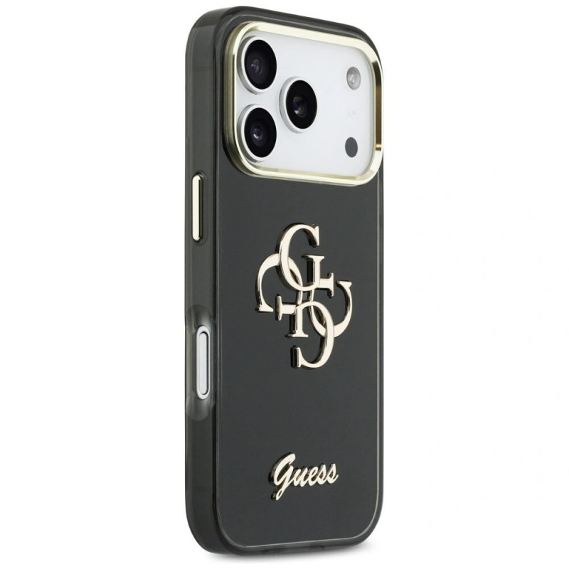 Guess GUE5344 IML 4G Script Metal hardcase voor Apple iPhone 17 Pro Max, zwart