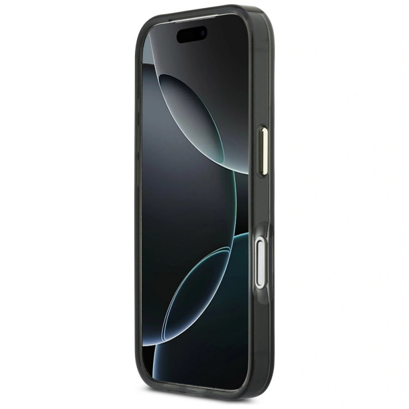 Guess GUE5344 IML 4G Script Metal hardcase voor Apple iPhone 17 Pro Max, zwart