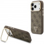 Guess 4G PU Triangle Logo & Stand Camera MagSafe-hoesje voor Apple iPhone 18 Pro / 17 Pro, bruin