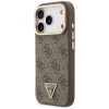 Guess 4G PU Triangle Logo & Stand Camera MagSafe-hoesje voor Apple iPhone 18 Pro / 17 Pro, bruin