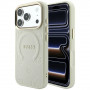 Guess Saffiano Peony & Ring MagSafe-hoesje voor Apple iPhone 18 Pro / 17 Pro, beige