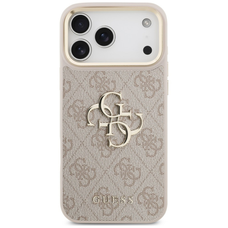 Guess 4G Big 4G Classic Logo Big Strap Metal Buttons hoesje met band voor Apple iPhone 18 Pro Max / 17 Pro Max, roze