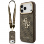 Guess 4G Big 4G Classic Logo Big Strap Metal Buttons-hoesje met band voor Apple iPhone 18 Pro Max / 17 Pro Max, bruin