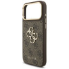 Guess 4G Big 4G Classic Logo Big Strap Metal Buttons-hoesje met band voor Apple iPhone 18 Pro Max / 17 Pro Max, bruin