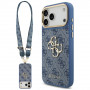 Guess 4G Big 4G Classic Logo Big Strap Metal Buttons hoesje met band voor Apple iPhone 18 Pro Max / 17 Pro Max, blauw
