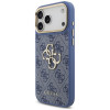 Guess 4G Big 4G Classic Logo Big Strap Metal Buttons hoesje met band voor Apple iPhone 18 Pro Max / 17 Pro Max, blauw