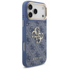 Guess 4G Big 4G Classic Logo Big Strap Metal Buttons hoesje met band voor Apple iPhone 18 Pro Max / 17 Pro Max, blauw