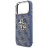 Guess 4G Big 4G Classic Logo Big Strap Metal Buttons hoesje met band voor Apple iPhone 18 Pro Max / 17 Pro Max, blauw