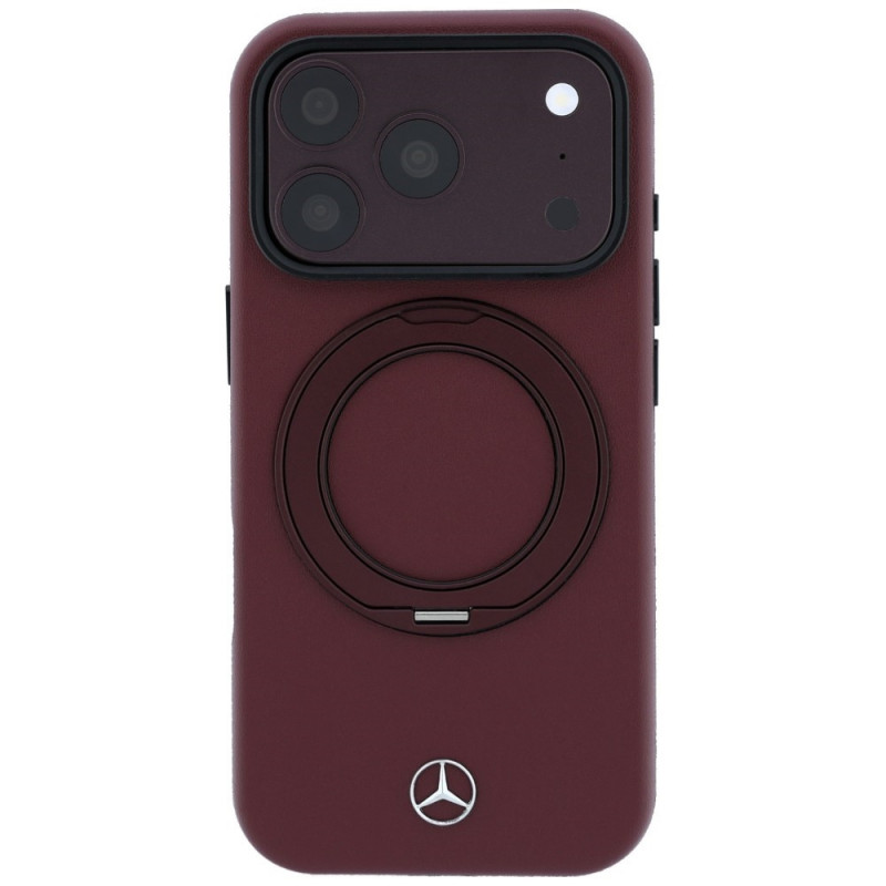 Mercedes-Benz Leren hoesje met ringstandaard MagSafe voor Apple iPhone 18 Pro / 17 Pro, bordeaux