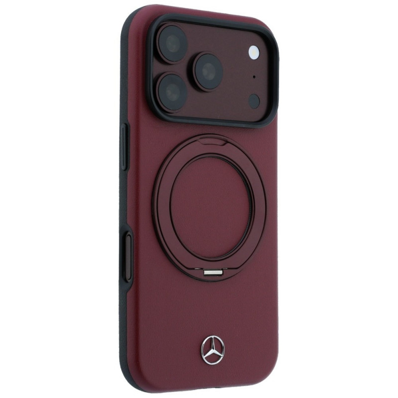 Mercedes-Benz Leren hoesje met ringstandaard MagSafe voor Apple iPhone 18 Pro / 17 Pro, bordeaux