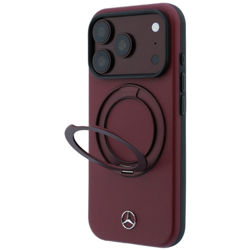 Mercedes-Benz Leren hoesje met ringstandaard MagSafe voor Apple iPhone 18 Pro Max / 17 Pro Max, bordeauxrood