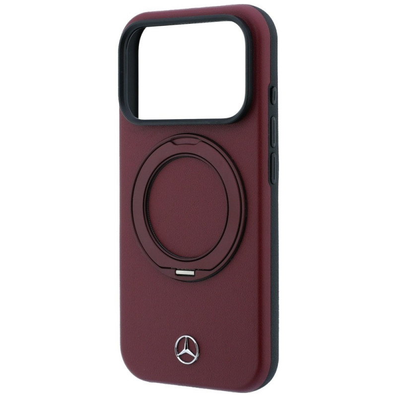 Mercedes-Benz Leren hoesje met ringstandaard MagSafe voor Apple iPhone 18 Pro Max / 17 Pro Max, bordeauxrood