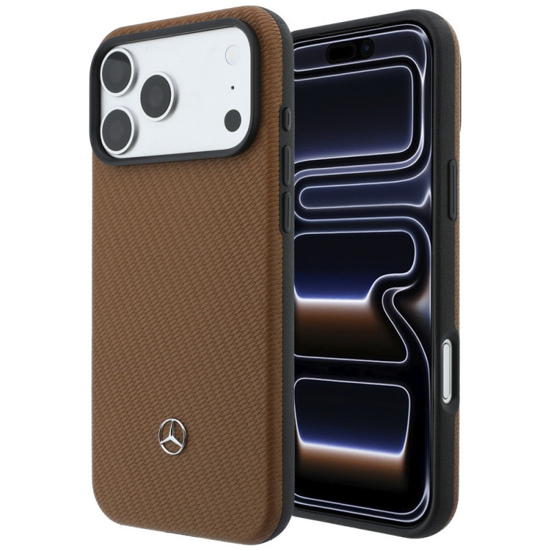 Mercedes-Benz Grill Pattern Leather MagSafe-hoesje en kaartportemonnee-set voor Apple iPhone 18 Pro Max / 17 Pro Max, camel