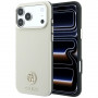 Guess GUE005545 Grained Round Strass Logo MagSafe-hoesje voor Apple iPhone 18 Pro / 17 Pro, beige
