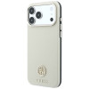 Guess GUE005545 Grained Round Strass Logo MagSafe-hoesje voor Apple iPhone 18 Pro / 17 Pro, beige