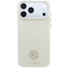 Guess GUE005545 Grained Round Strass Logo MagSafe-hoesje voor Apple iPhone 18 Pro / 17 Pro, beige
