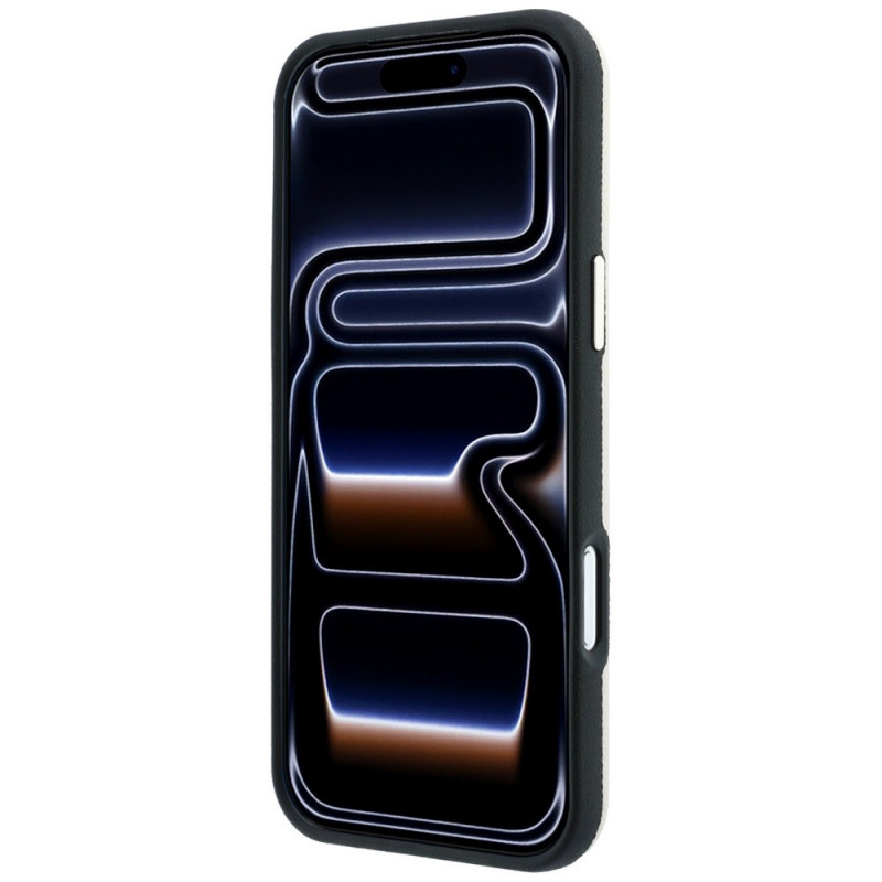 Guess GUE005545 Grained Round Strass Logo MagSafe-hoesje voor Apple iPhone 18 Pro / 17 Pro, beige