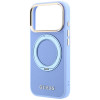 Guess Ring Stand 360 Grained Classic Logo MagSafe-hoesje voor Apple iPhone 18 Pro Max / 17 Pro Max, lichtblauw
