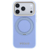 Guess Ring Stand 360 Grained Classic Logo MagSafe-hoesje voor Apple iPhone 18 Pro / 17 Pro, lichtblauw