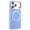 Guess Ring Stand 360 Grained Classic Logo MagSafe-hoesje voor Apple iPhone 18 Pro / 17 Pro, lichtblauw
