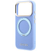 Guess Ring Stand 360 Grained Classic Logo MagSafe-hoesje voor Apple iPhone 18 Pro / 17 Pro, lichtblauw