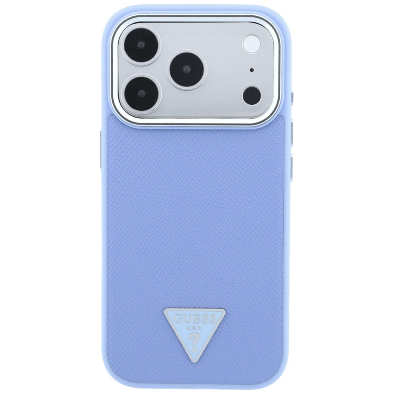 Guess Grained Triangle Logo MagSafe-hardcase voor Apple iPhone 18 Pro / 17 Pro, blauw