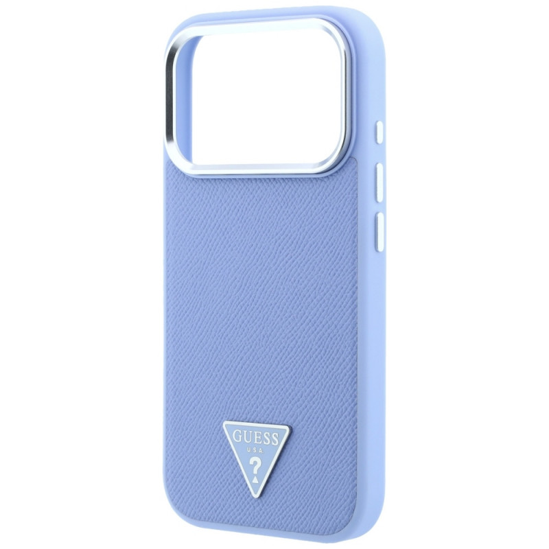 Guess Grained Triangle Logo MagSafe-hardcase voor Apple iPhone 18 Pro / 17 Pro, blauw