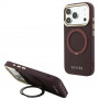 Guess Ring Stand 360 Grained Classic Logo MagSafe-hoesje voor Apple iPhone 18 Pro / 17 Pro, bordeaux