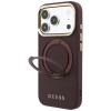 Guess Ring Stand 360 Grained Classic Logo MagSafe-hoesje voor Apple iPhone 18 Pro / 17 Pro, bordeaux
