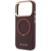 Guess Ring Stand 360 Grained Classic Logo MagSafe-hoesje voor Apple iPhone 18 Pro / 17 Pro, bordeaux
