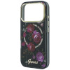 Guess GUE6042 IML Glitter Blossom Roses MagSafe hardcase voor Apple iPhone 18 Pro Max / 17 Pro Max, zwart