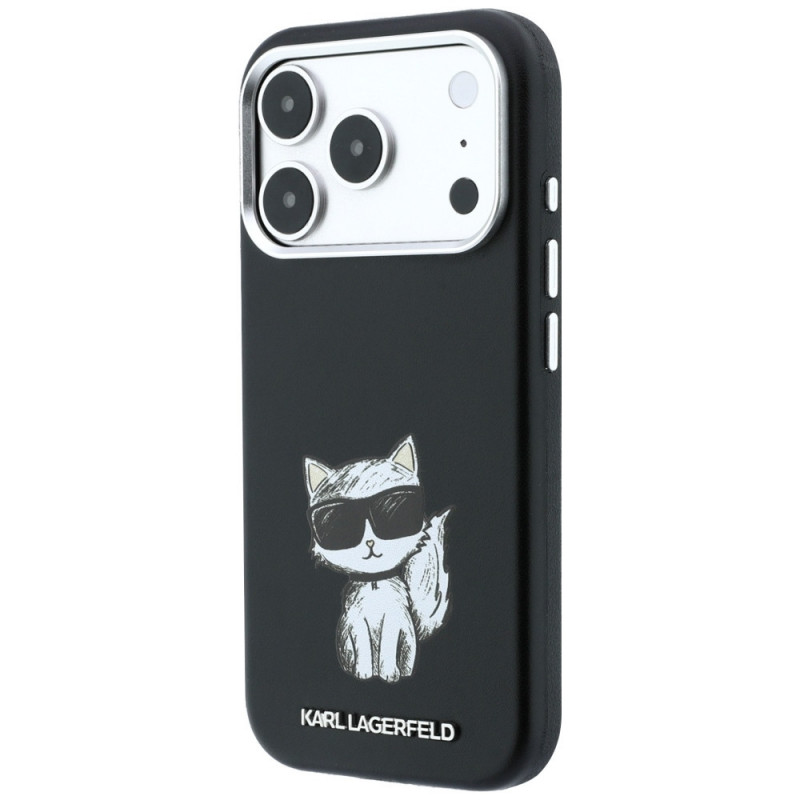 Karl Lagerfeld Smooth Choupette Sketch MagSafe-hoesje voor Apple iPhone 18 Pro Max / 17 Pro Max, zwart
