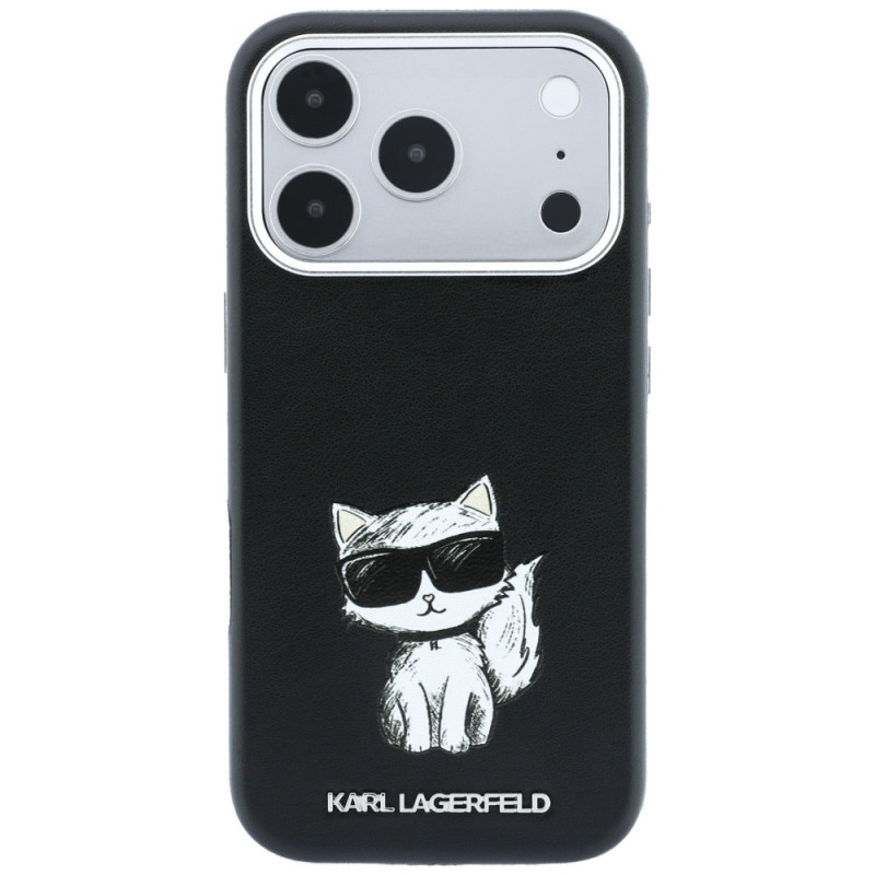 Karl Lagerfeld Smooth Choupette Sketch MagSafe-hoesje voor Apple iPhone 18 Pro Max / 17 Pro Max, zwart