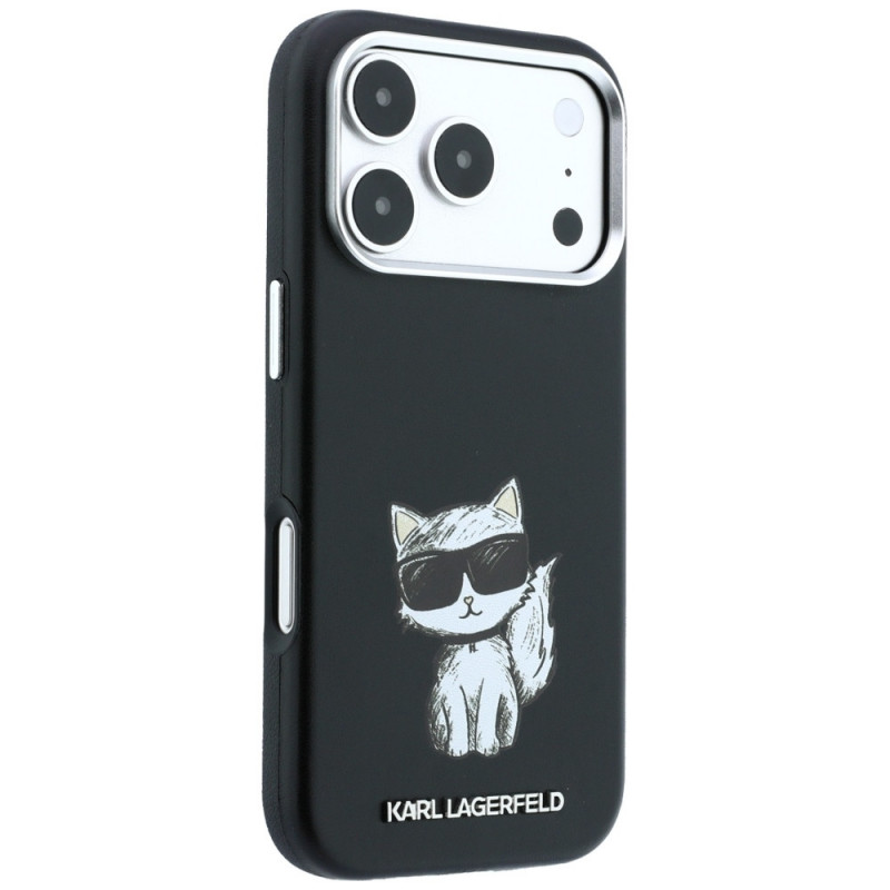 Karl Lagerfeld Smooth Choupette Sketch MagSafe-hoesje voor Apple iPhone 18 Pro Max / 17 Pro Max, zwart