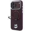 Karl Lagerfeld met Ring Stand 360 Choupette Head Pin MagSafe-hoesje voor Apple iPhone 18 Pro / 17 Pro, bordeauxrood (KLD22763)