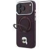 Karl Lagerfeld met Ring Stand 360 Karl Head Pin MagSafe-hoesje voor Apple iPhone 18 Pro Max / 17 Pro Max, bordeauxrood