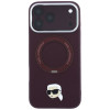 Karl Lagerfeld met Ring Stand 360 Karl Head Pin MagSafe-hoesje voor Apple iPhone 18 Pro Max / 17 Pro Max, bordeauxrood
