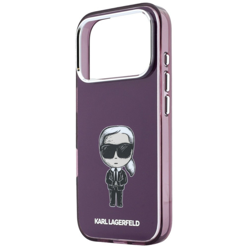 Karl Lagerfeld IML Ikonik Sketch Print MagSafe-hoesje voor Apple iPhone 18 Pro / 17 Pro, bordeauxrood