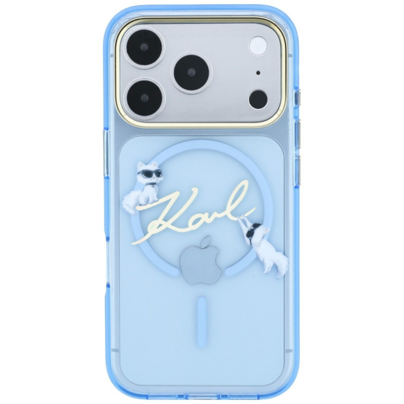 Karl Lagerfeld Script Logo MagSafe-hoesje voor Apple iPhone 18 Pro / 17 Pro, lichtblauw