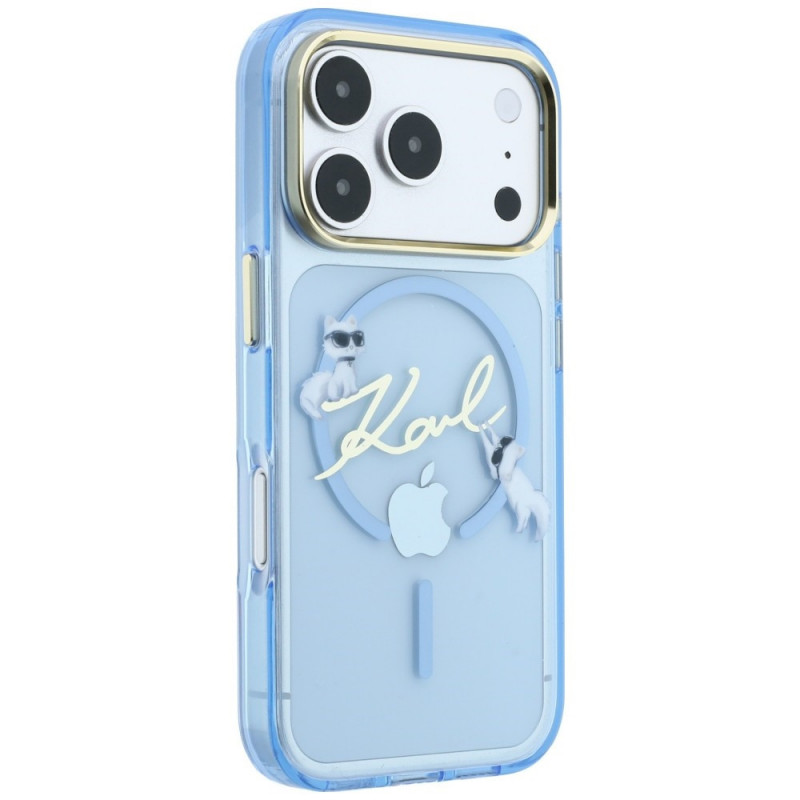 Karl Lagerfeld Script Logo MagSafe-hoesje voor Apple iPhone 18 Pro / 17 Pro, lichtblauw