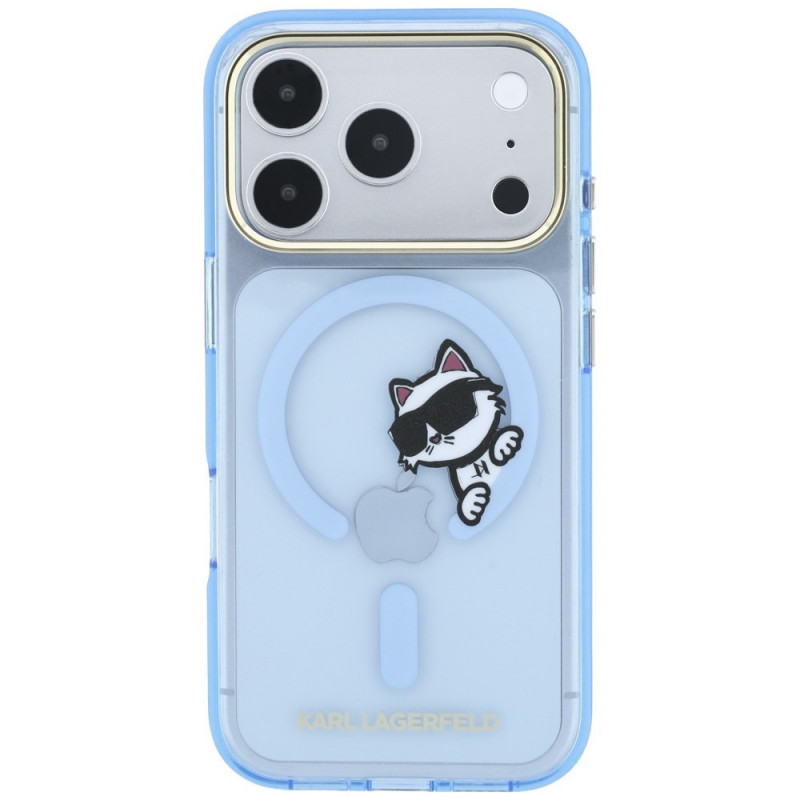 Karl Lagerfeld Peekaboo Logo MagSafe-hoesje voor Apple iPhone 18 Pro Max / 17 Pro Max, blauw