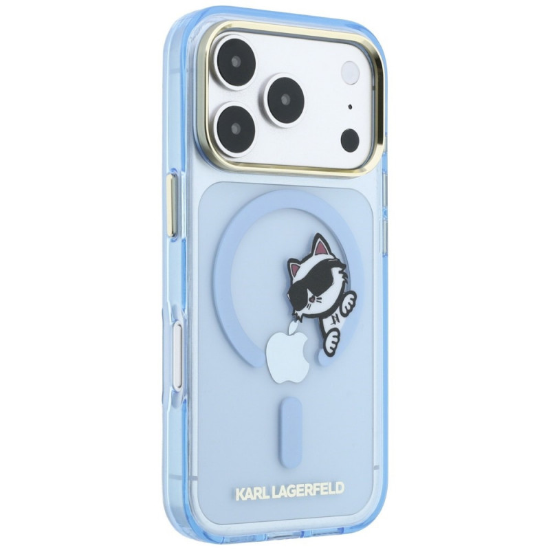 Karl Lagerfeld Peekaboo Logo MagSafe-hoesje voor Apple iPhone 18 Pro Max / 17 Pro Max, blauw