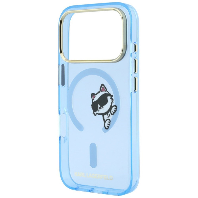 Karl Lagerfeld Peekaboo Logo MagSafe-hoesje voor Apple iPhone 18 Pro Max / 17 Pro Max, blauw