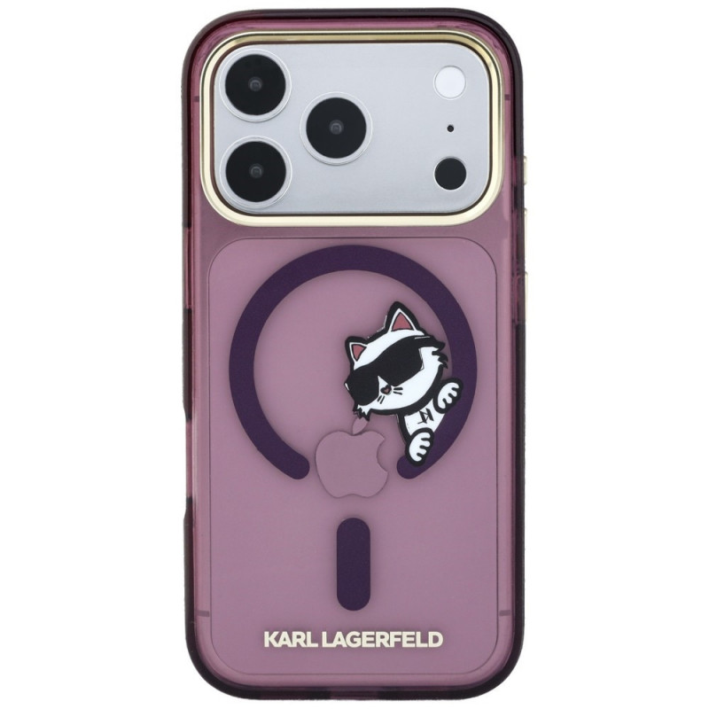 Karl Lagerfeld Peekaboo Logo MagSafe-hoesje voor Apple iPhone 18 Pro / 17 Pro, bordeauxrood